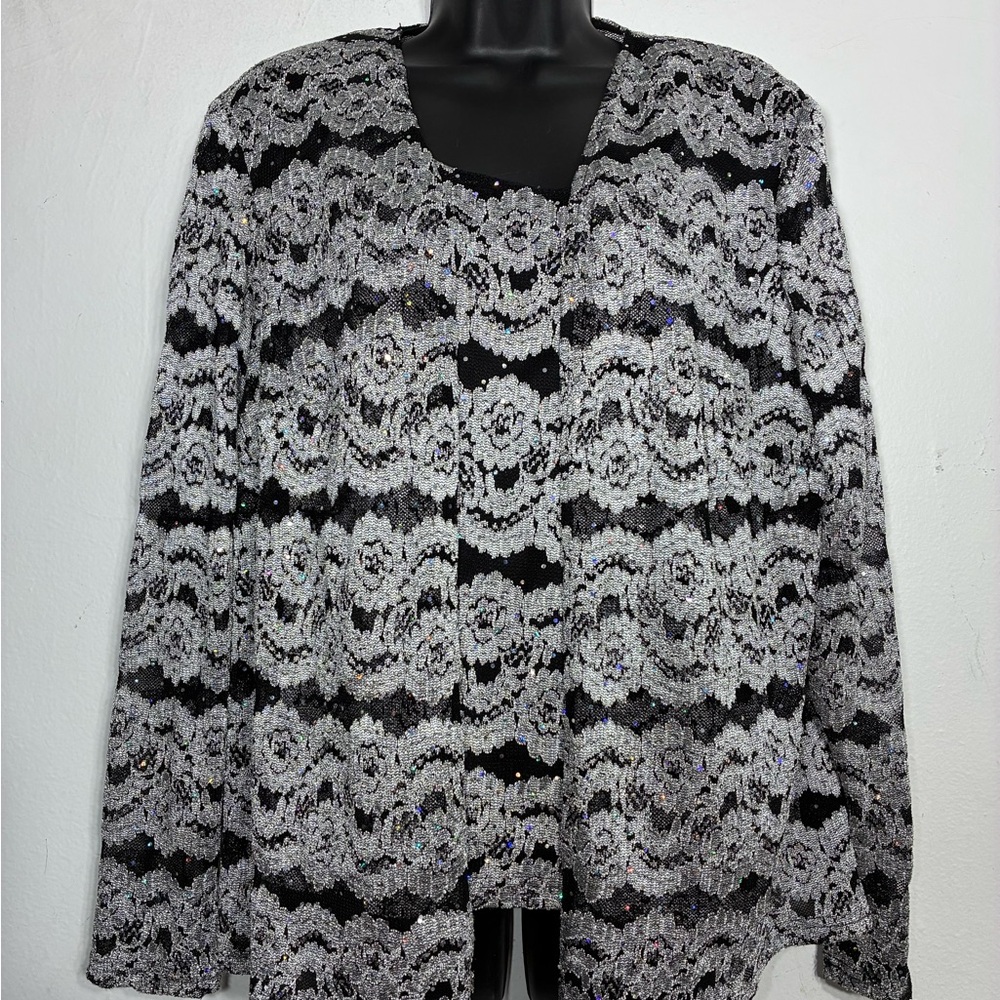 Black and Silver Lace sequin Women's Twinset Size 16W